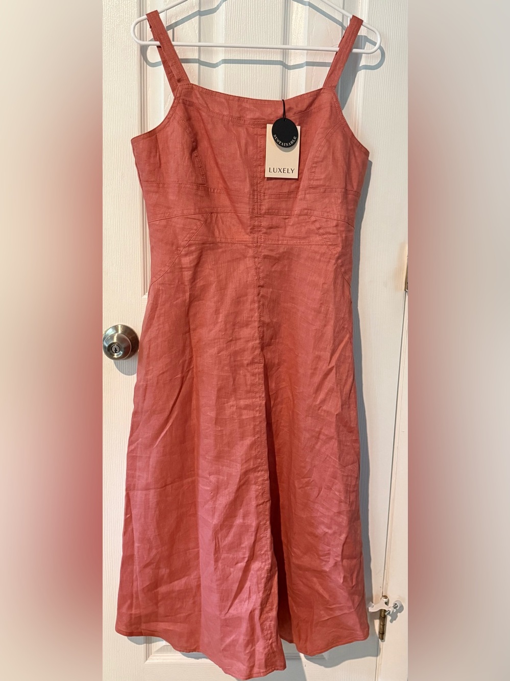 NWT Luxely Maggy London Coral Rose Linen Dress Size 10